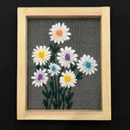 Pastel Daisy Embroidered Wall Hanging with Wooden Frame | 10×12 Inch