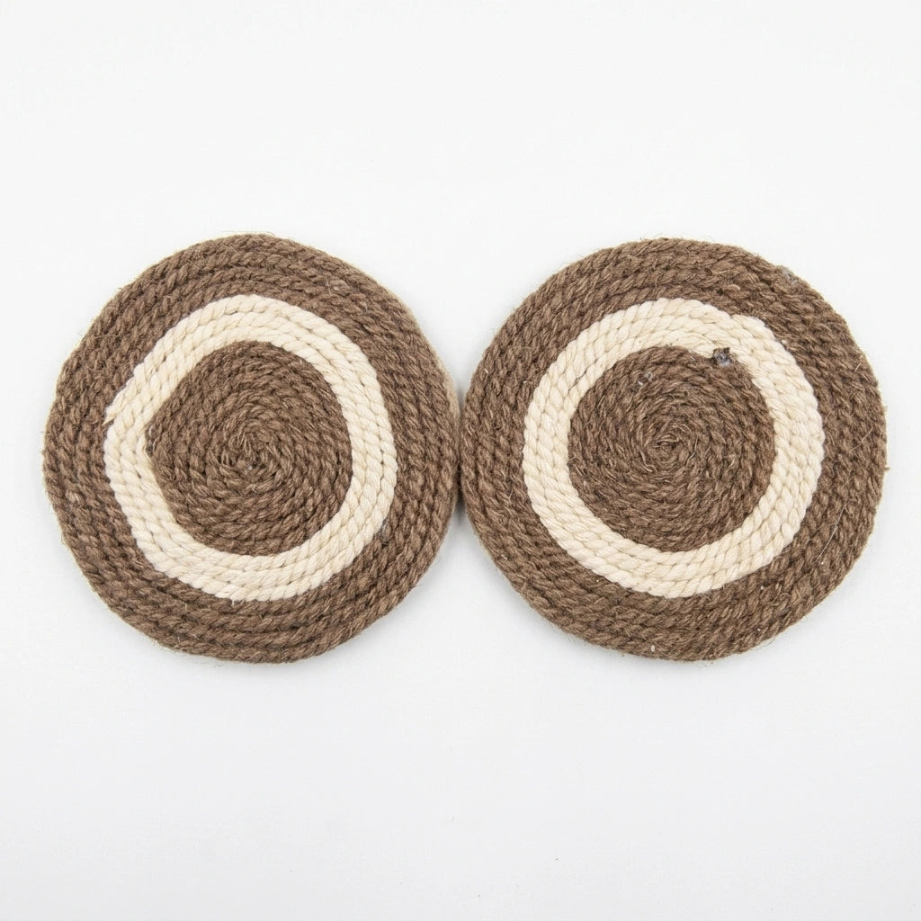 Handcrafted Round Jute Place Mat | Natural Jute Mats & Cup Coaster Set