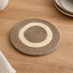 Handcrafted Round Jute Place Mat | Natural Jute Mats & Cup Coaster Set