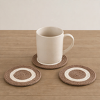 Handcrafted Round Jute Place Mat | Natural Jute Mats & Cup Coaster Set