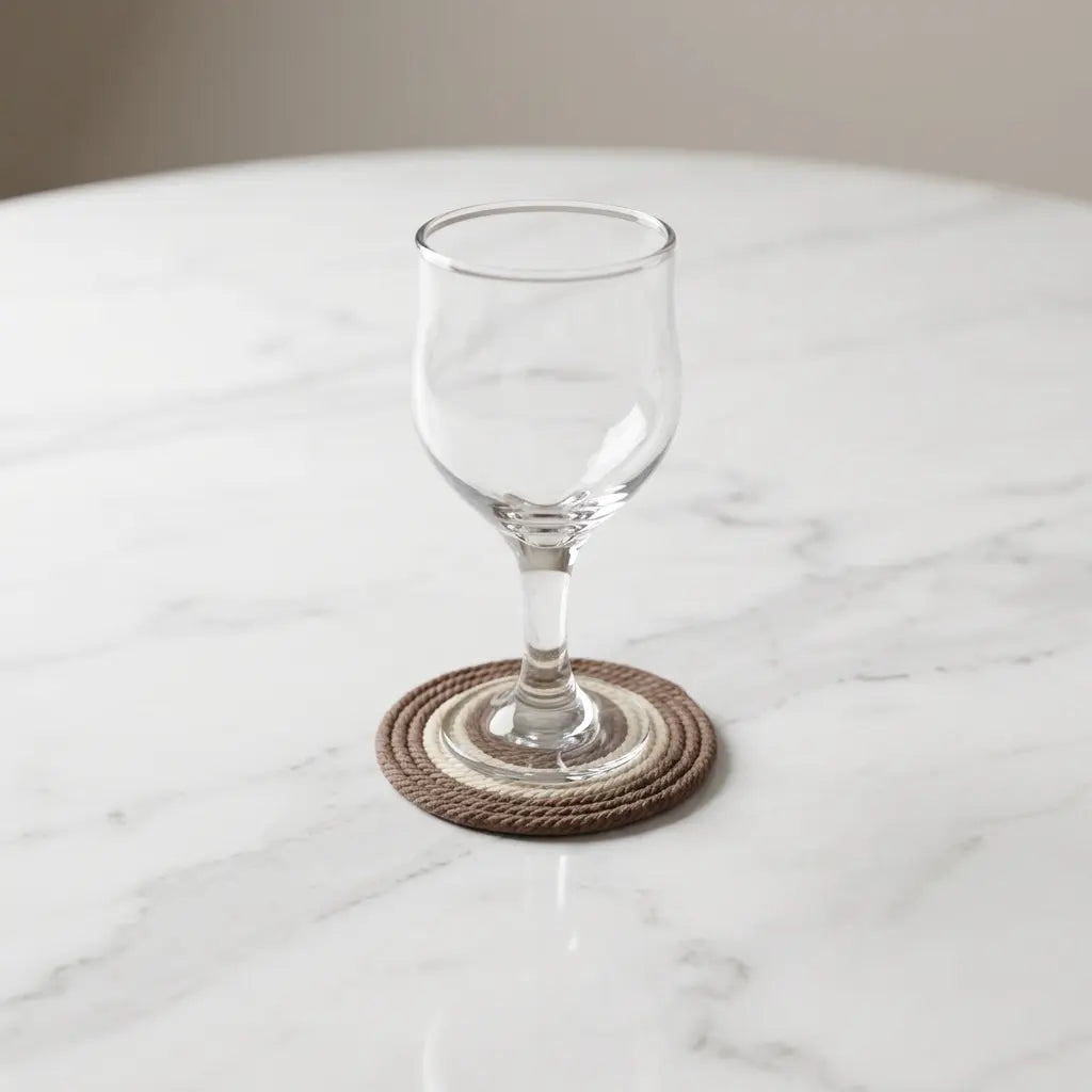 Handcrafted Round Jute Place Mat | Natural Jute Mats & Cup Coaster Set