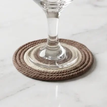 Handcrafted Round Jute Place Mat | Natural Jute Mats & Cup Coaster Set