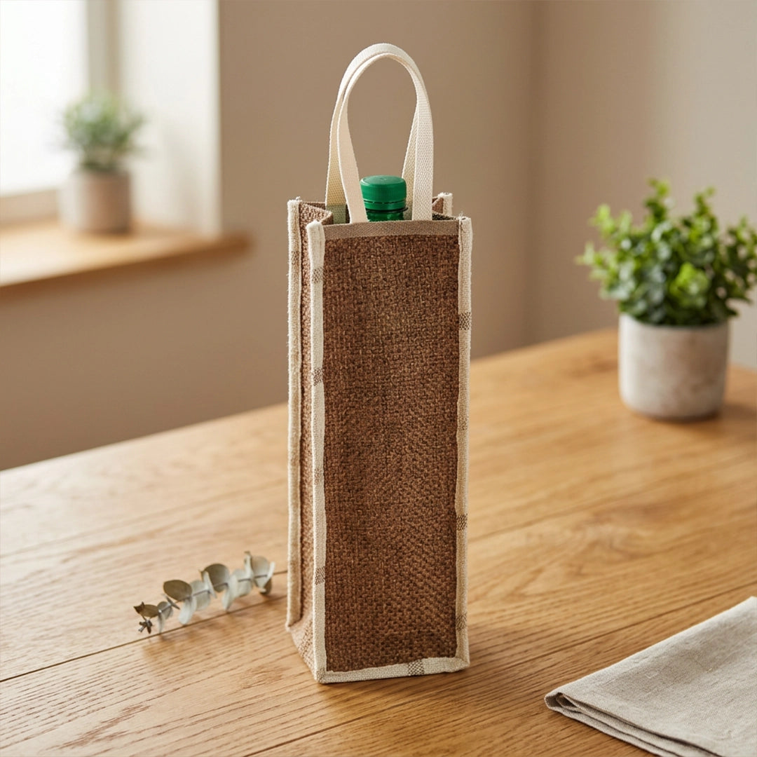 Handmade Jute Water Bottle Bag | Bottle Cover with Handle for Daily Use & Gifting