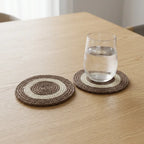 Handcrafted Round Jute Place Mat | Natural Jute Mats & Cup Coaster Set