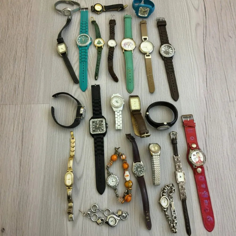 Lot of 20+ Mixed Fashion & Quartz Watches – Men’s & Women’s, Untested for Parts/Repair/Resale