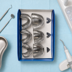 Premium Dental Impression Tray Set - 6 Pcs Perforated Stainless Steel Full Arch Upper & Lower Metal Trays