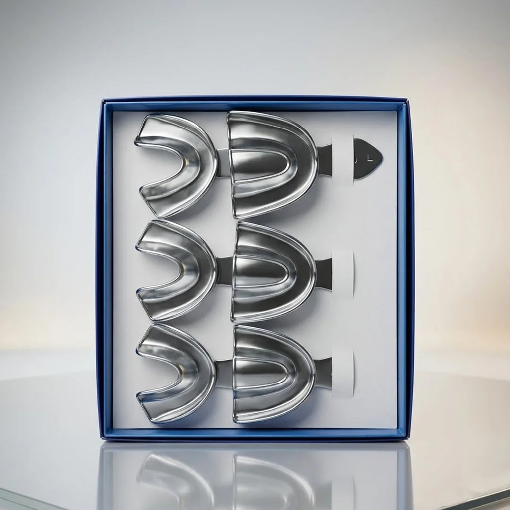 6-Piece Dental Impression Tray Set with Storage Box – Upper & Lower Mouth Trays