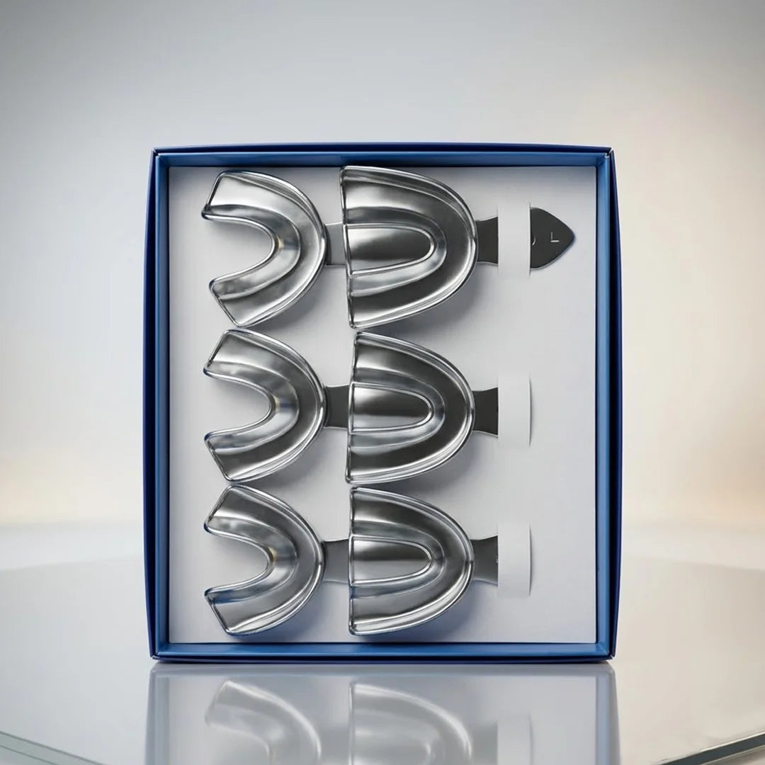 6-Piece Dental Impression Tray Set with Storage Box – Upper & Lower Mouth Trays