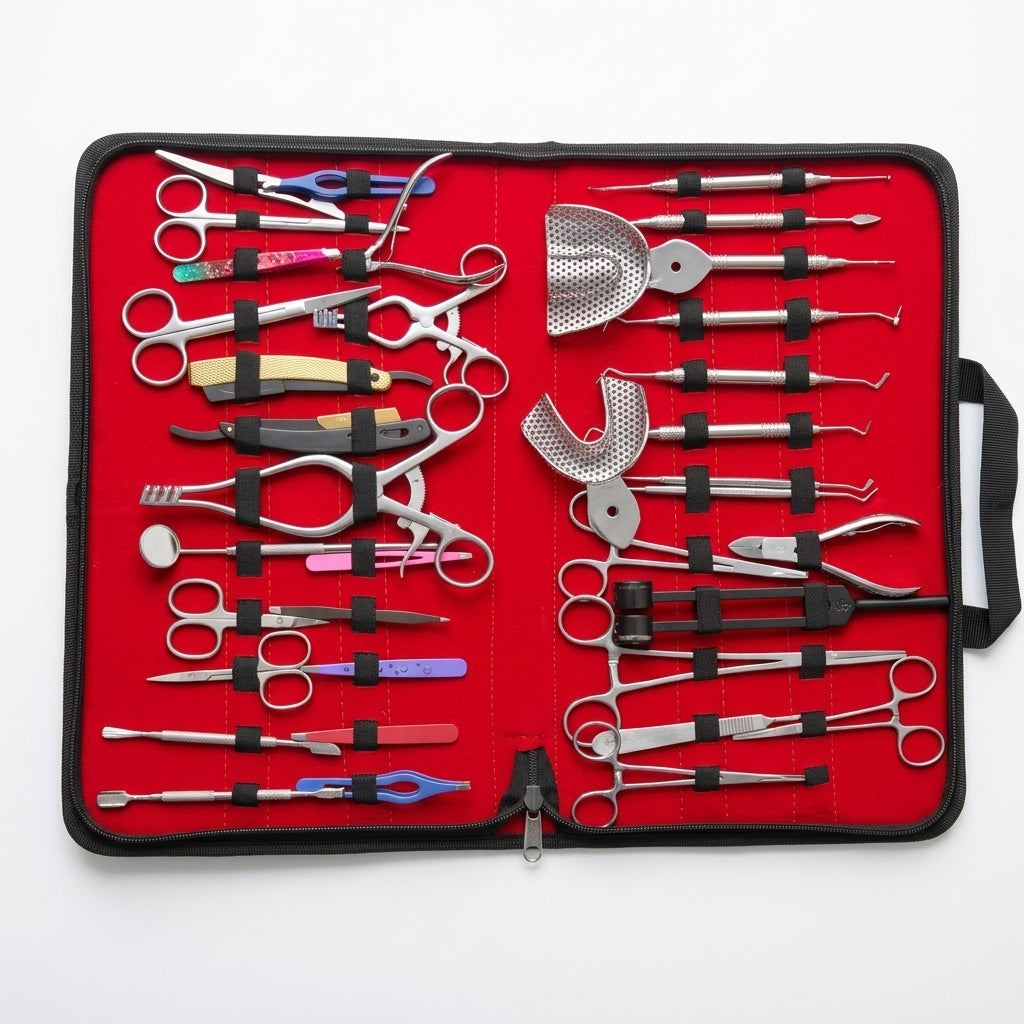 34-Piece Dental Surgical & Restorative Instrument Kit – Impression & Orthodontic Set with Zippered Carrying Case