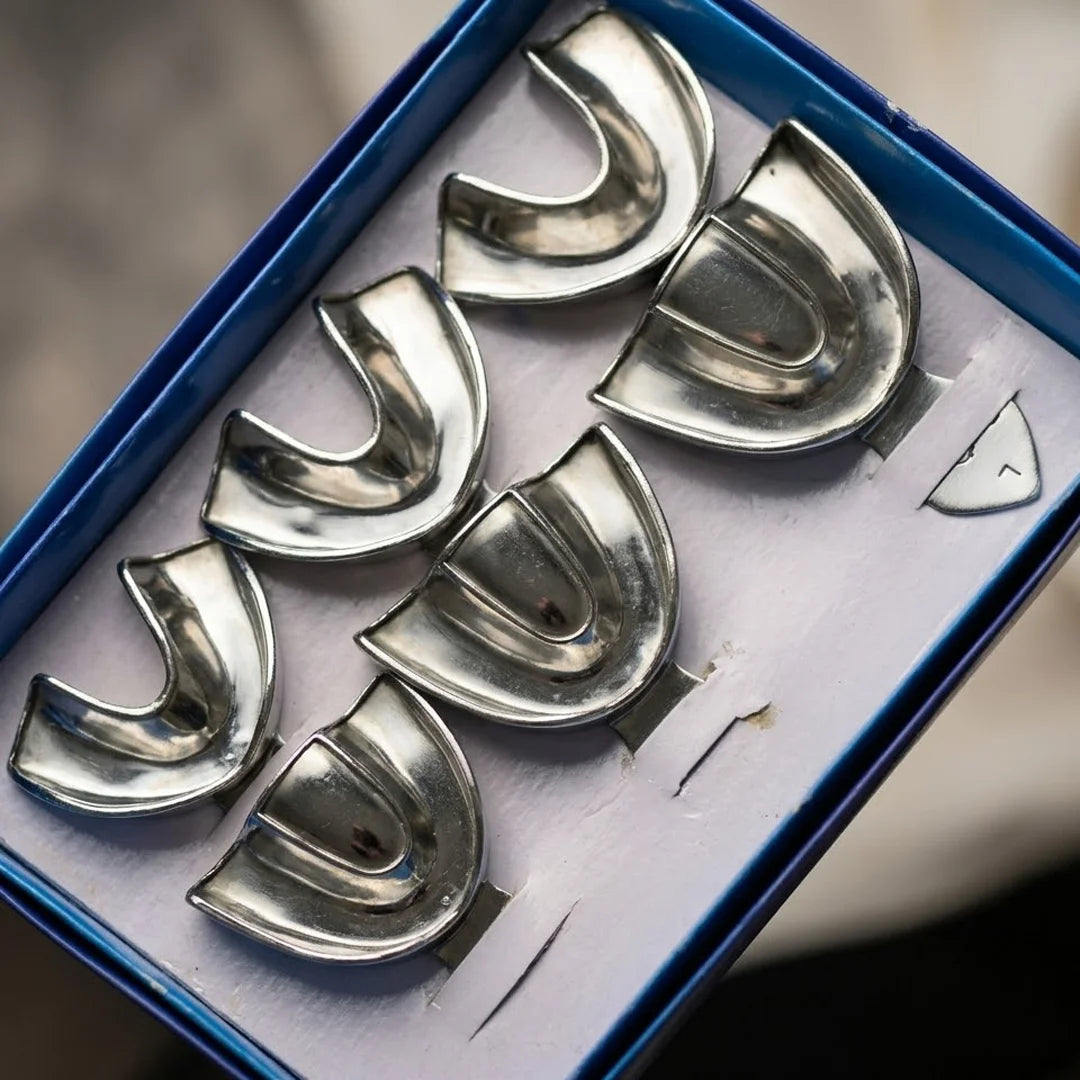 6-Piece Dental Impression Tray Set with Storage Box – Upper & Lower Mouth Trays