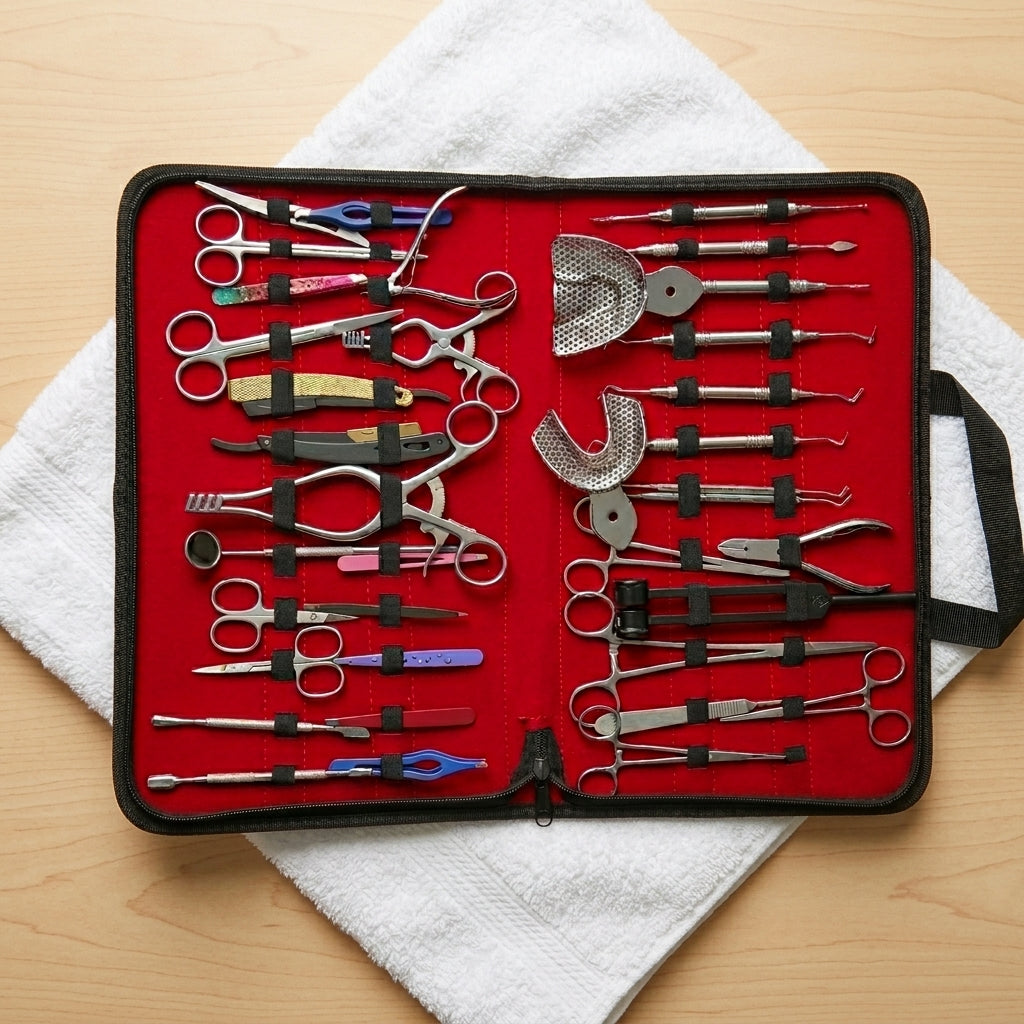 34-Piece Dental Surgical & Restorative Instrument Kit – Impression & Orthodontic Set with Zippered Carrying Case