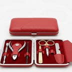Professional Mini Mani Pedi Kit 6-in-1 - Nail Grooming Set with Red Clamshell Case