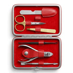 Professional Mini Mani Pedi Kit 6-in-1 - Nail Grooming Set with Red Clamshell Case