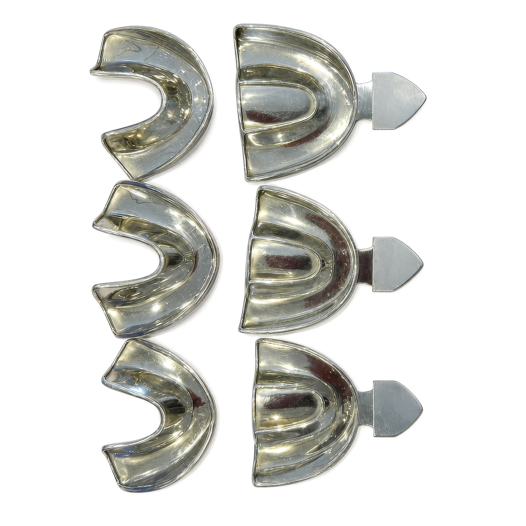 6-Piece Dental Impression Tray Set with Storage Box – Upper & Lower Mouth Trays