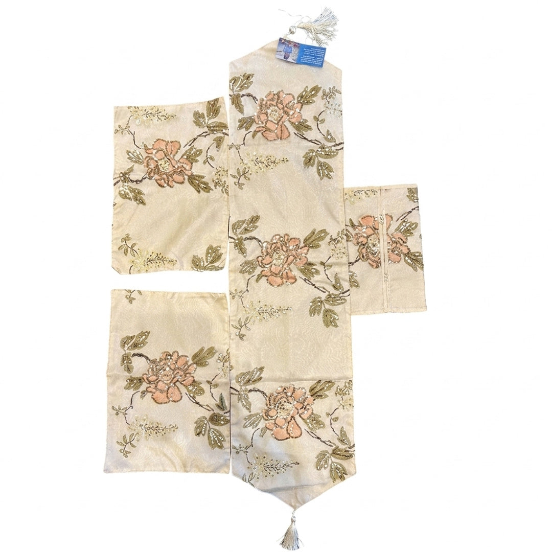 Artisanal Handcrafted Floral Coffee Table Linens Set