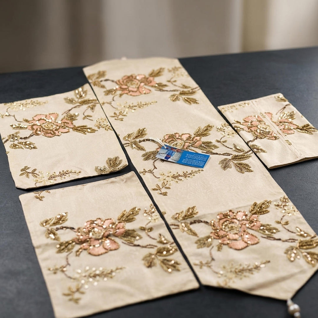 Artisanal Handcrafted Floral Coffee Table Linens Set