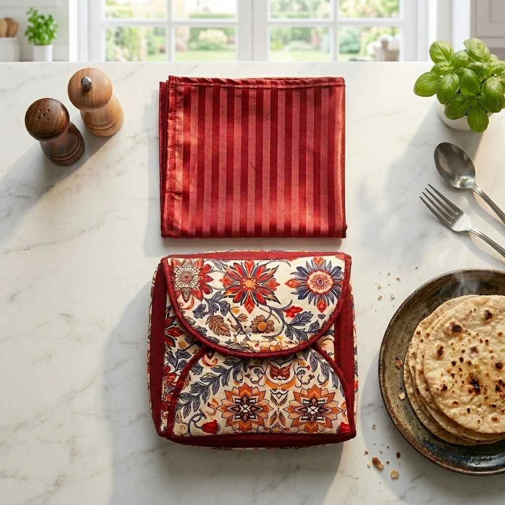 Handcrafted Four-Flap Roti Cover with Inner Bread Warmer