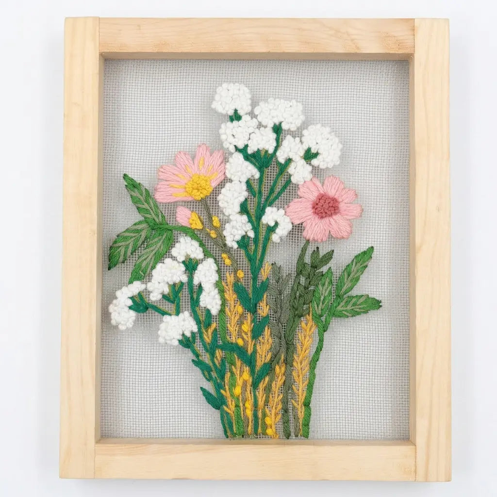 Handcrafted Embroidered Wall Hanging with Wooden Frame | 10×12 Inch