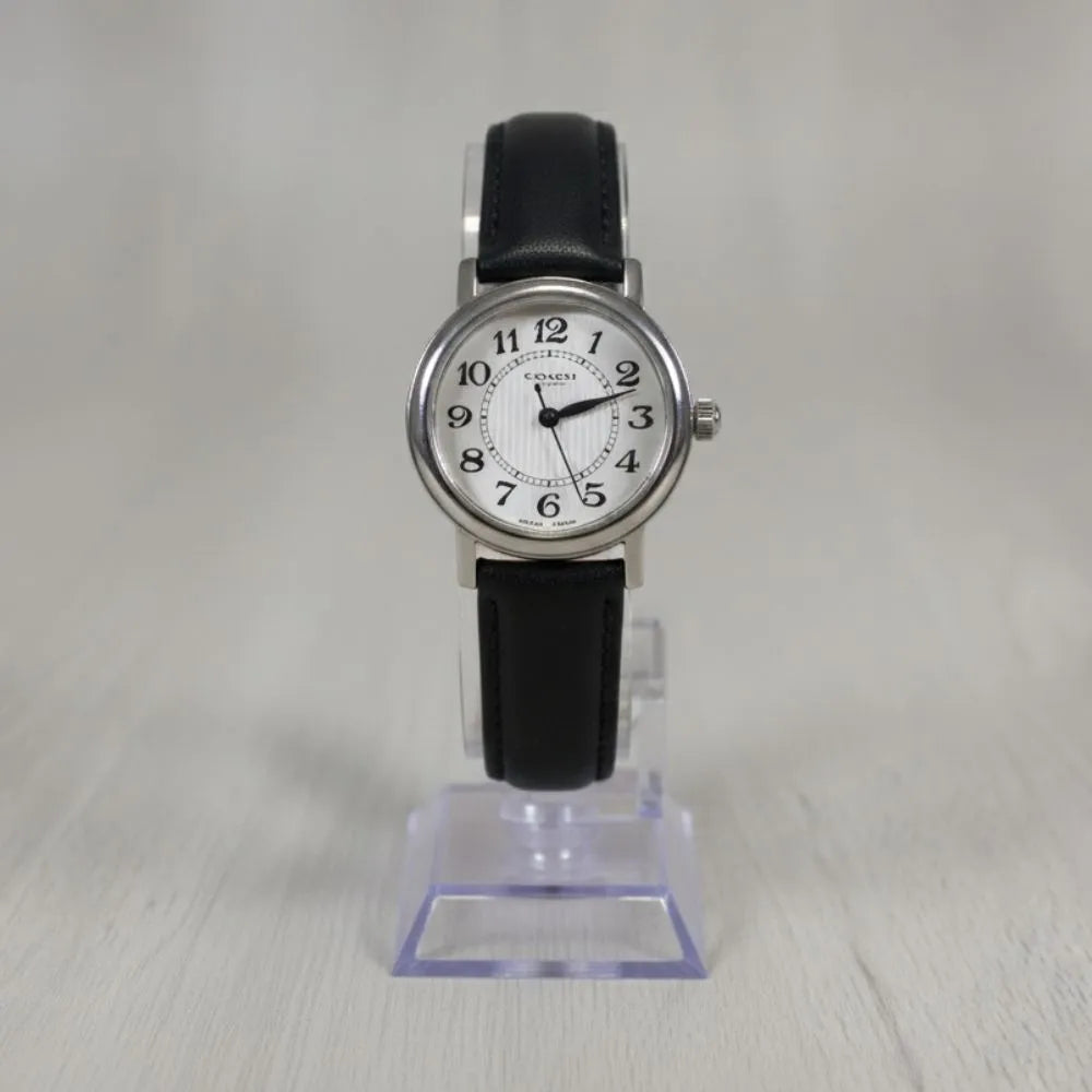 Coach Women’s Quartz Watch, Small Seconds Dial, Black Leather Strap, Box & Papers