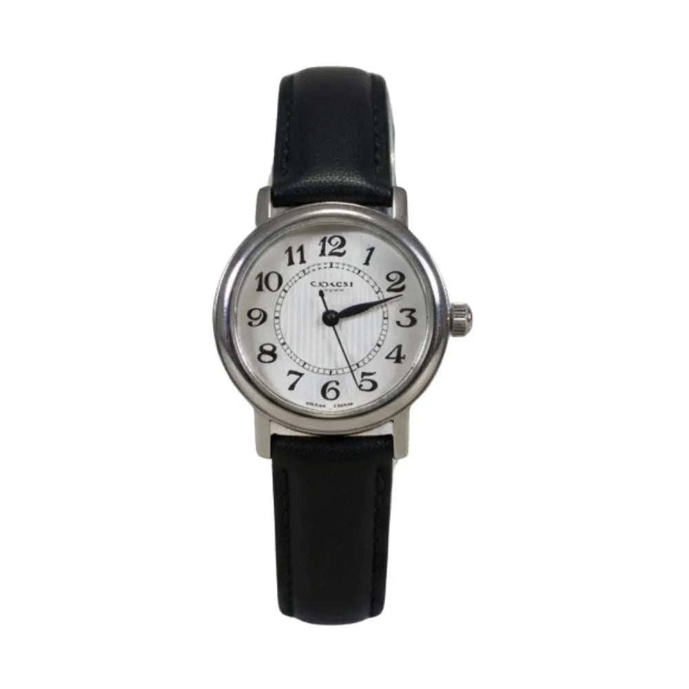 Coach Women’s Quartz Watch, Small Seconds Dial, Black Leather Strap, Box & Papers