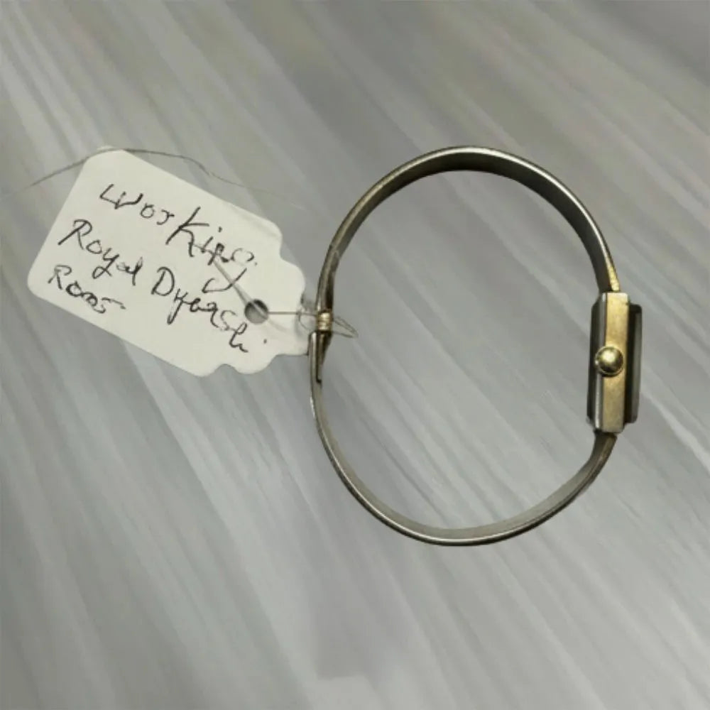 Royal Dynasty Women’s Bangle Cuff Watch, Square Gold‑Tone Dial, Hinged Bracelet, Working