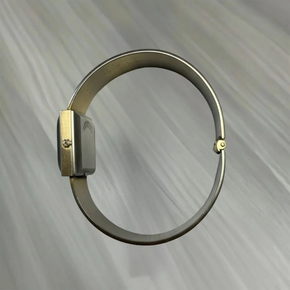 Royal Dynasty Women’s Bangle Cuff Watch, Square Gold‑Tone Dial, Hinged Bracelet, Working