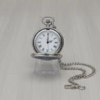 Masonic Square & Compasses “G” Quartz Pocket Watch with Chain in Gift Box – Chrome Tone, Blue Lodge Symbol