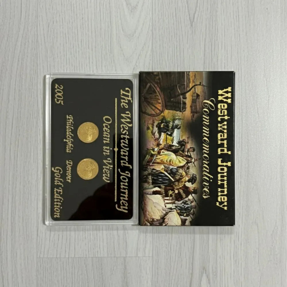 2005 Westward Journey “Ocean in View” Jefferson Nickel Set P & D – Gold Edition – Private Holder with Sleeve, Uncirculated