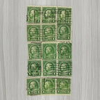 1908–1922 Benjamin Franklin 1¢ Green Stamps with “Buy U.S. Savings Bonds” Slogan Cancels