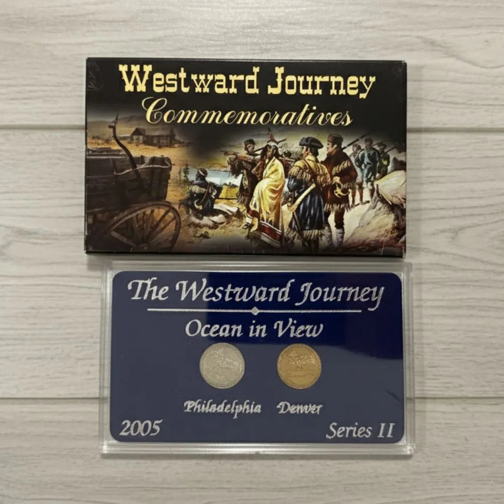 2005 Westward Journey “Ocean in View!” Jefferson Nickel Set P & D – Series 2 – Uncirculated in Holder with Sleeve