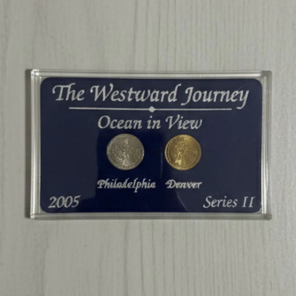 2005 Westward Journey “Ocean in View!” Jefferson Nickel Set P & D – Series 2 – Uncirculated in Holder with Sleeve