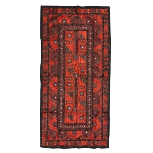 Traditional Vintage Ralli Quilt – Folk Embroidery, Mirror Work, Handmade by Craftswomen from Thar Desert, Sindh, Pakistan