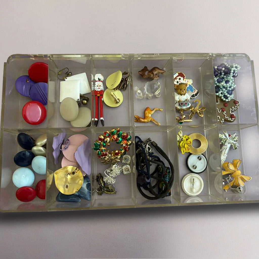Mixed Vintage & Modern Costume Jewelry Lot – Brooches, Earrings, Pendants & Findings for Resale or Craft