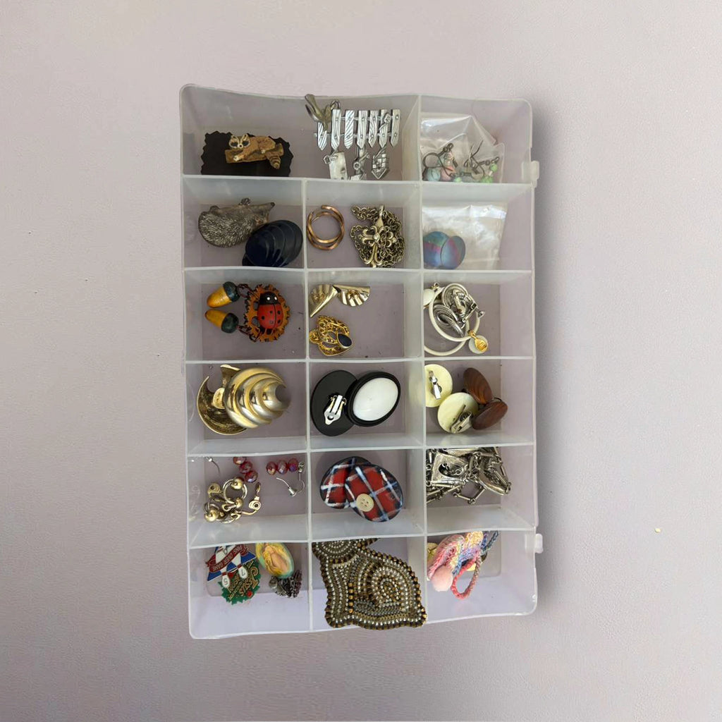 Vintage Costume Jewelry & Clip‑On Earring Lot – 1980s Plastic Buttons, Holiday Pieces & Charms for Wear or Craft