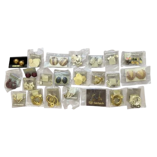 Lot of Vintage 1980s Jordache NOS Earrings – Carded Fashion Jewelry, Gold‑Tone Hoops & Statement Styles
