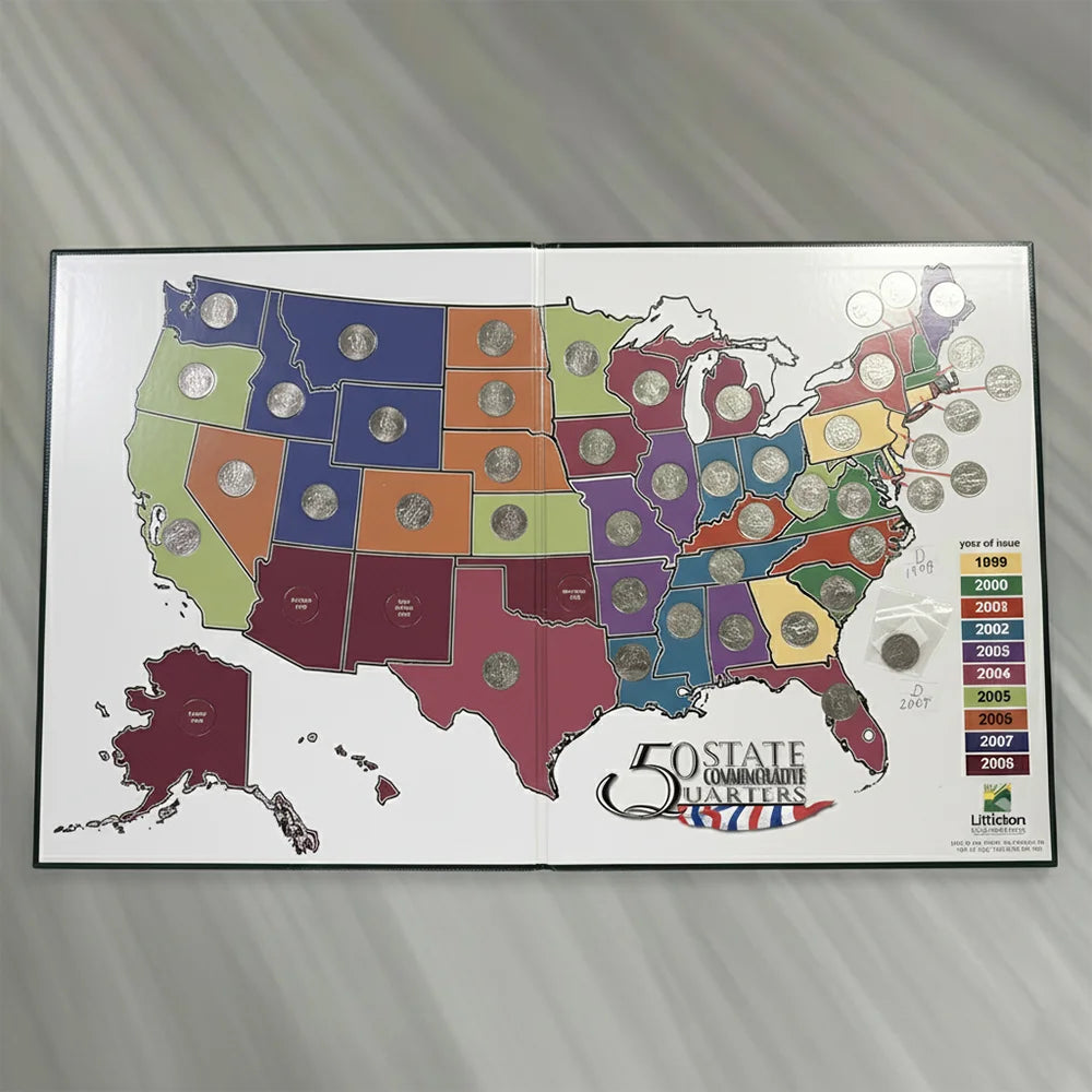 Littleton 50 State Quarters Giant Map, Partially Filled (1999–2008), Display Board Album