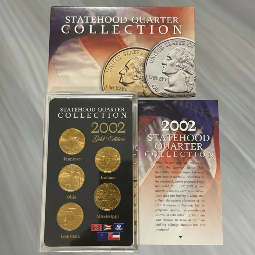 2002 U.S. Mint State Quarters Proof Set– Gold-Plated 5-Coin Collection