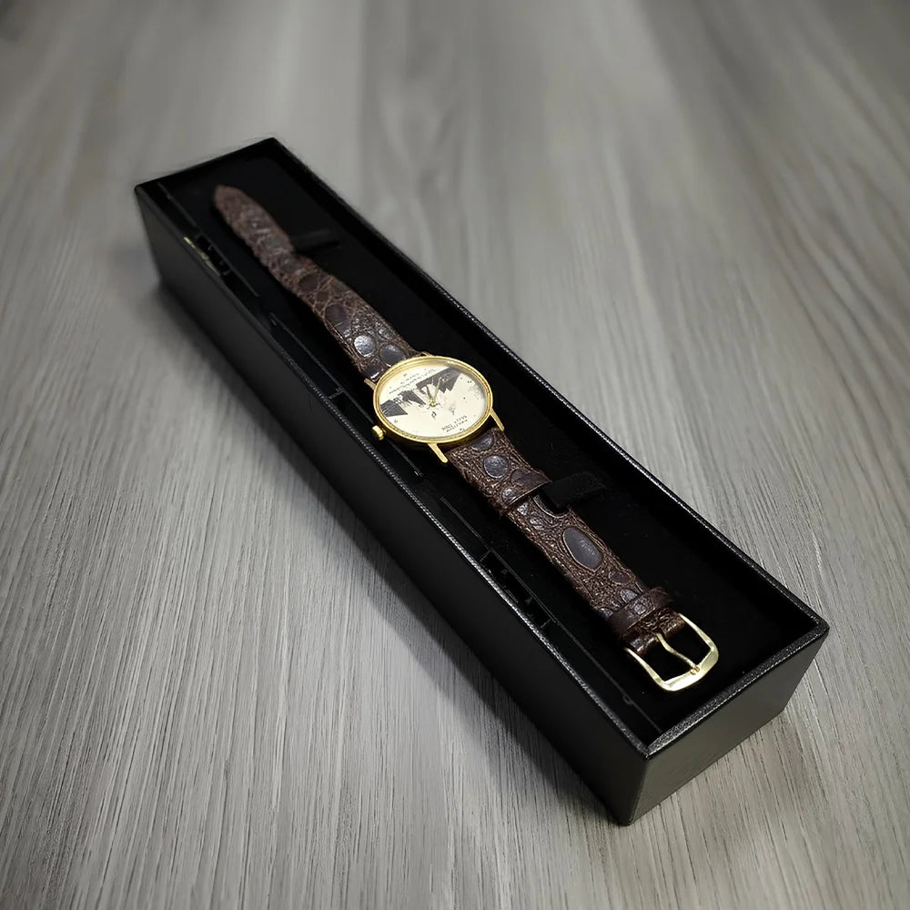 Illinois Vietnam Veterans Memorial Commemorative Watch, “Dedication May 7, 1988,” Quartz, Gold‑Tone Case, Leather Strap