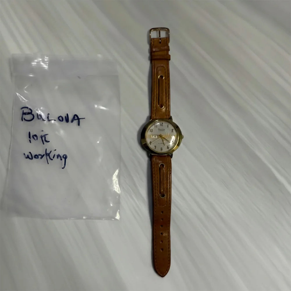 Vintage Bulova 23‑Jewel Automatic Men’s Watch, Day‑Date, Gold‑Tone Round Case, 1970s 11AOACB Era