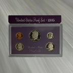 1985 United States Mint Proof Set (San Francisco “S”), 5 Coins, Original Purple Case