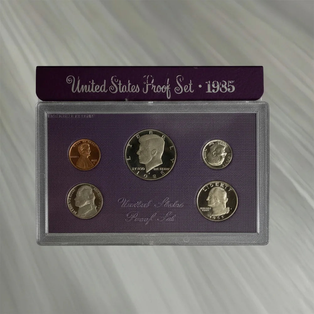 1985 United States Mint Proof Set (San Francisco “S”), 5 Coins, Original Purple Case
