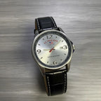 U.S. Polo Assn. Men’s Quartz Watch, Silver Dial, Date, Japan Mov’t, Leather Strap, Boxed