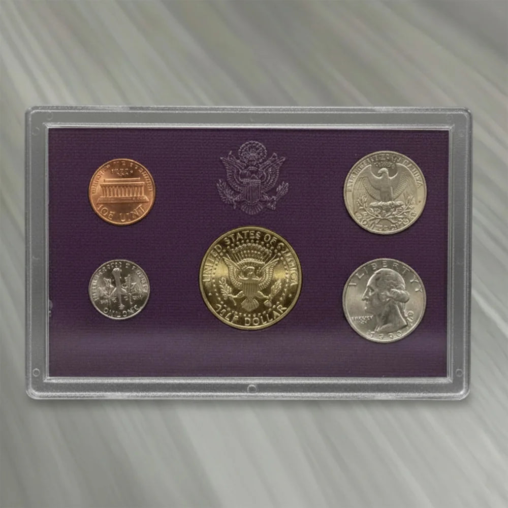1986 United States Mint Proof Set (San Francisco “S”), 5 Coins, Original Purple Case