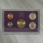 1986 United States Mint Proof Set (San Francisco “S”), 5 Coins, Original Purple Case