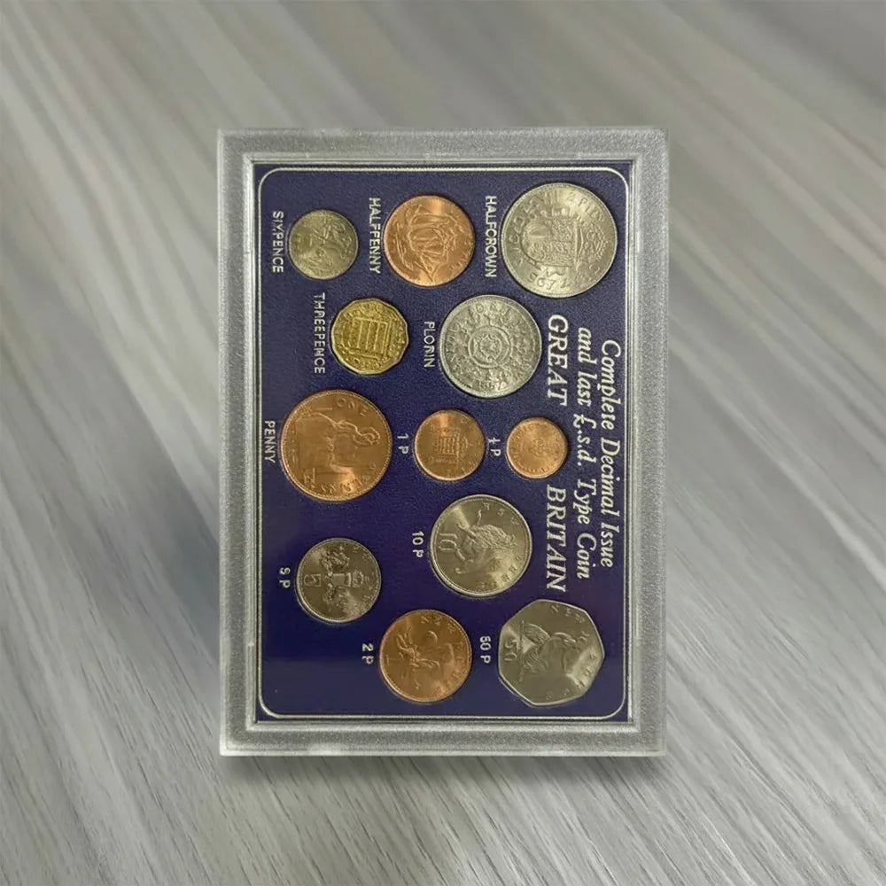 Great Britain Complete Decimal Changeover Coin Set, Pre-Decimal & Decimal Type, 1967–1971, Uncirculated