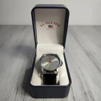 U.S. Polo Assn. Men’s Quartz Watch, Silver Dial, Date, Japan Mov’t, Leather Strap, Boxed