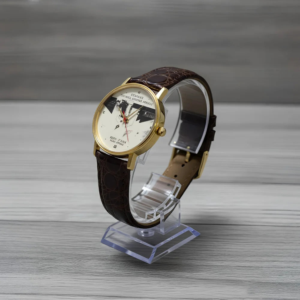 Illinois Vietnam Veterans Memorial Commemorative Watch, “Dedication May 7, 1988,” Quartz, Gold‑Tone Case, Leather Strap