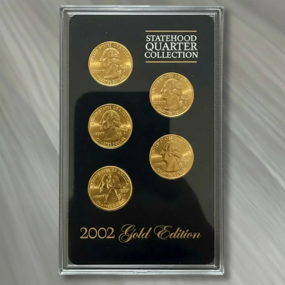 2002 U.S. Mint State Quarters Proof Set– Gold-Plated 5-Coin Collection