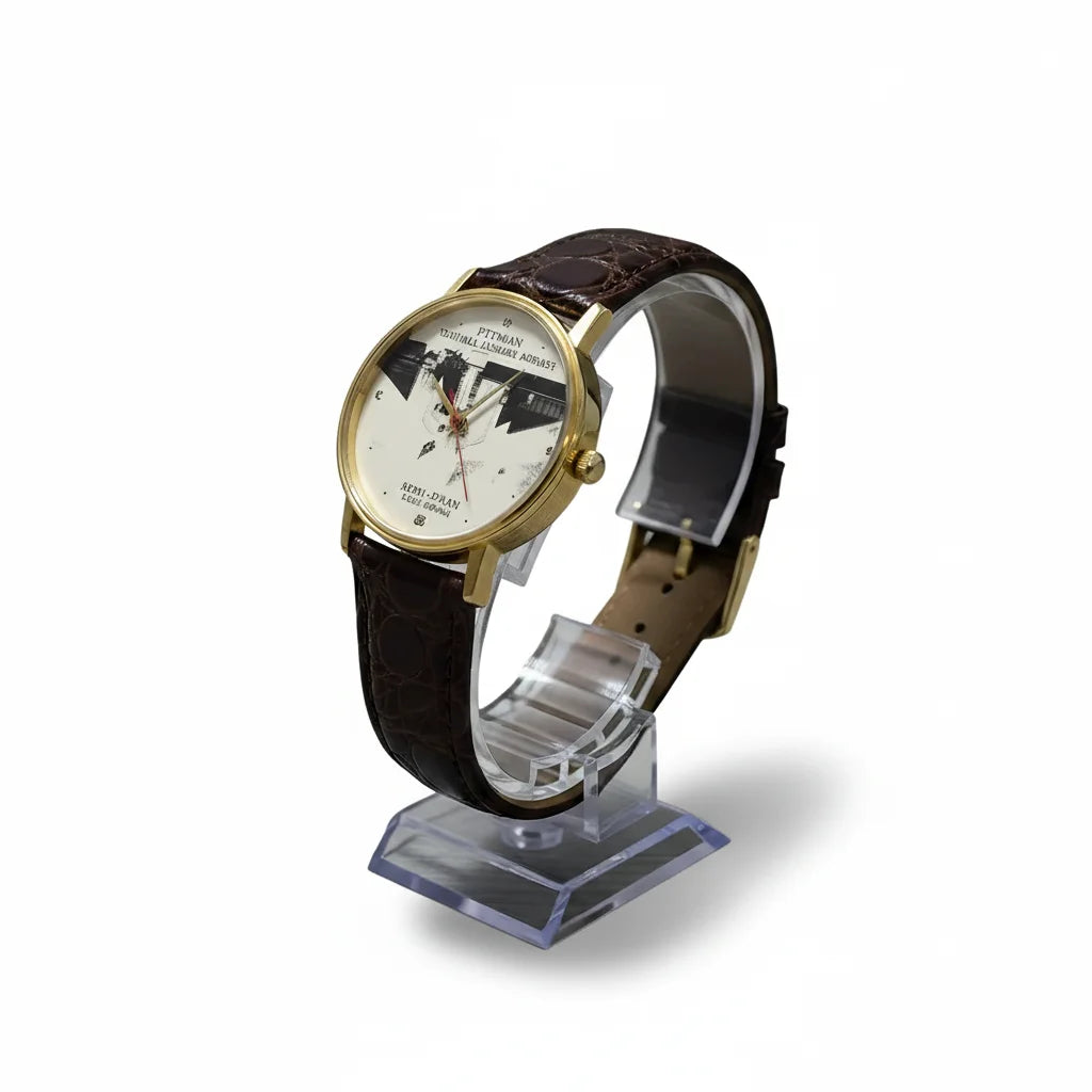 Illinois Vietnam Veterans Memorial Commemorative Watch, “Dedication May 7, 1988,” Quartz, Gold‑Tone Case, Leather Strap