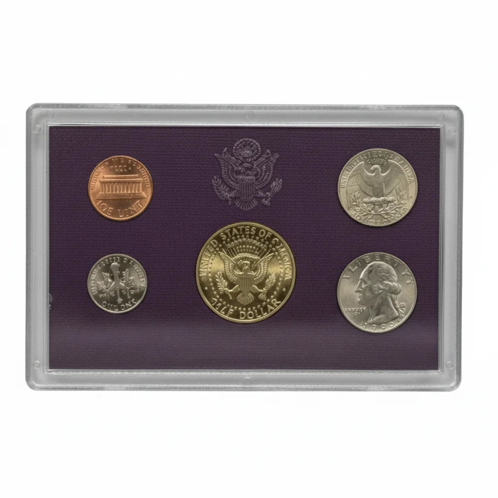 1986 United States Mint Proof Set (San Francisco “S”), 5 Coins, Original Purple Case